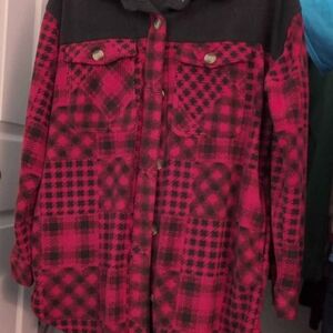 Maurices Red and Black Plaid Sweater